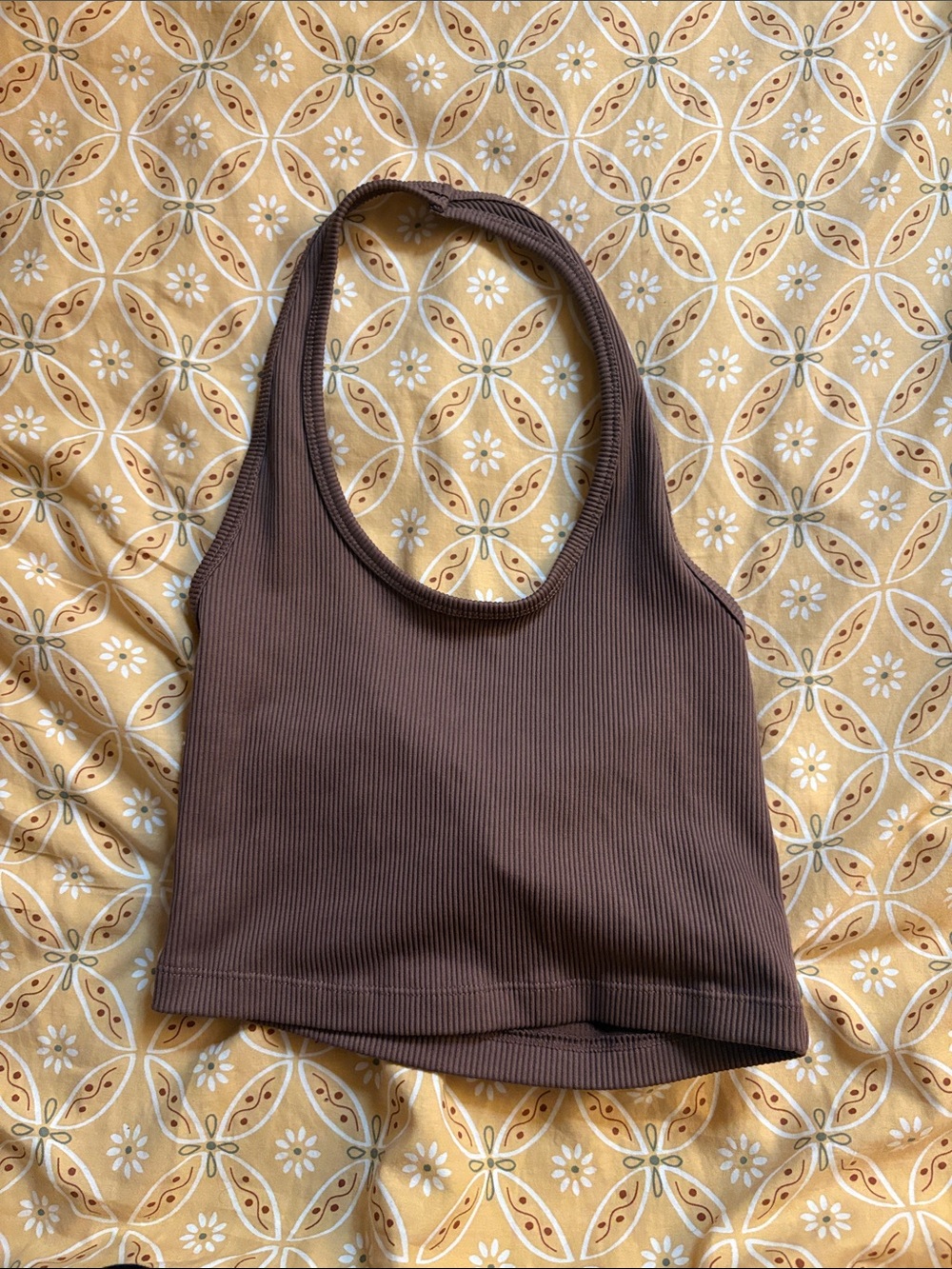 H&M Ribbed Halter Crop Top - Brown